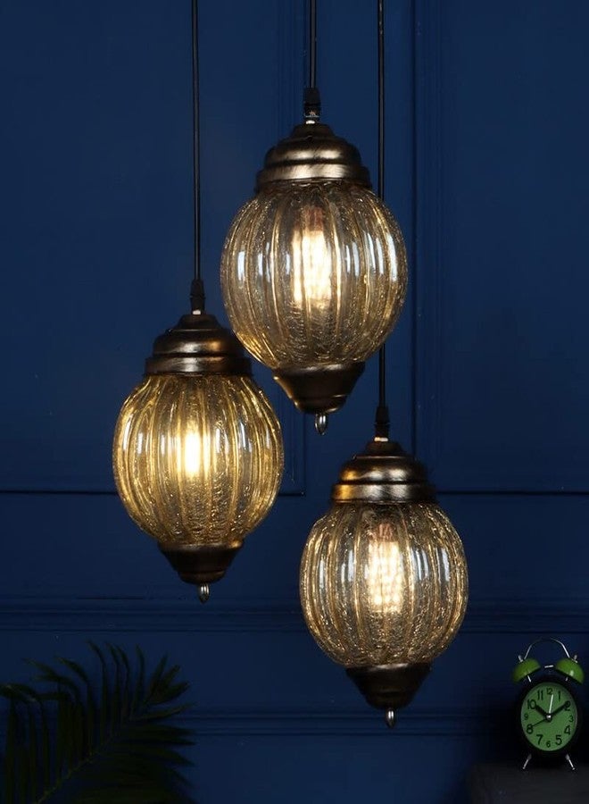 GAUVIK Vintage 3 Light Luster Globe Hanging for Restaurant,Bedroom, Living Room and Home Decor Chandelier Ceiling Lamp.Golden Antique - Image 1